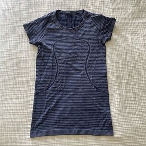 Lululemon Blue Striped Workout Top